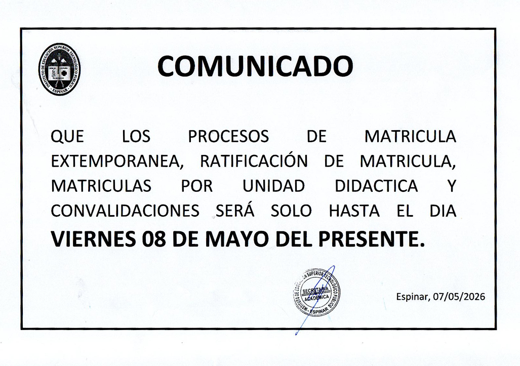 COMUNICADO SECRETARIA ACADEMICA